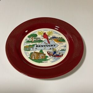 Homer Laughlin Kentucky Souvenir Plate - Red and Multicolor